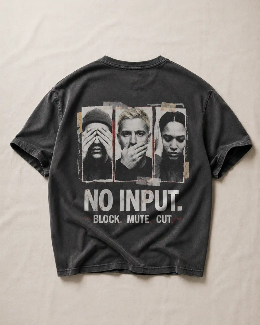 No Input Heavy Tee — Washed Black