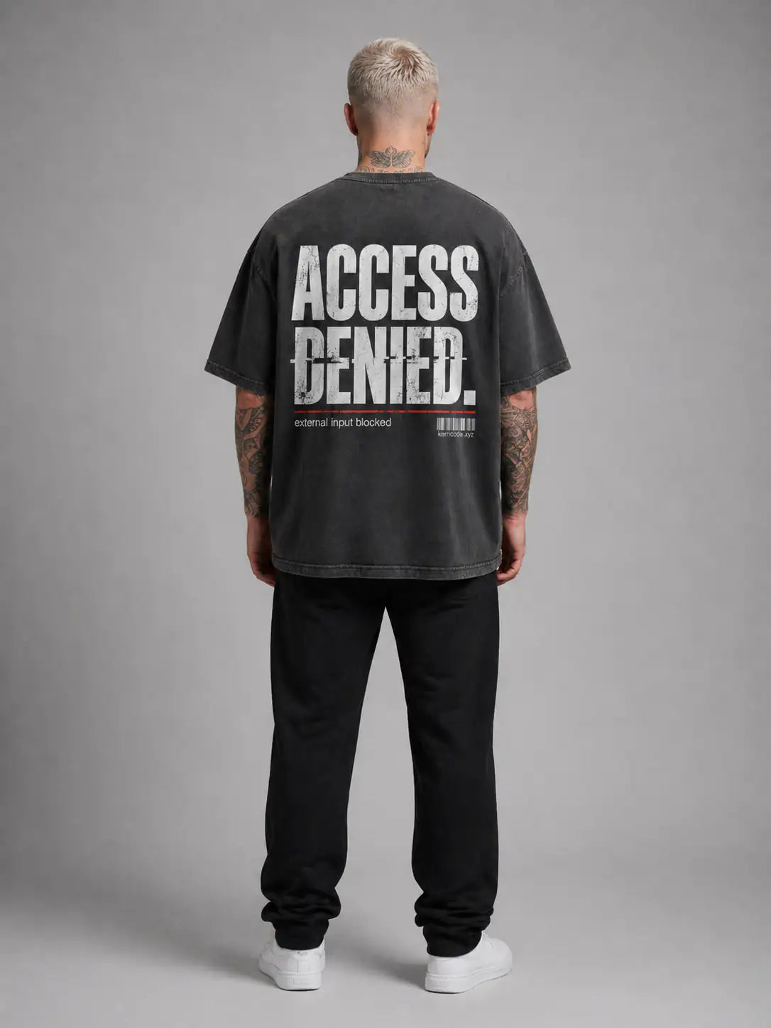Access Denied Heavy Tee — Washed Black