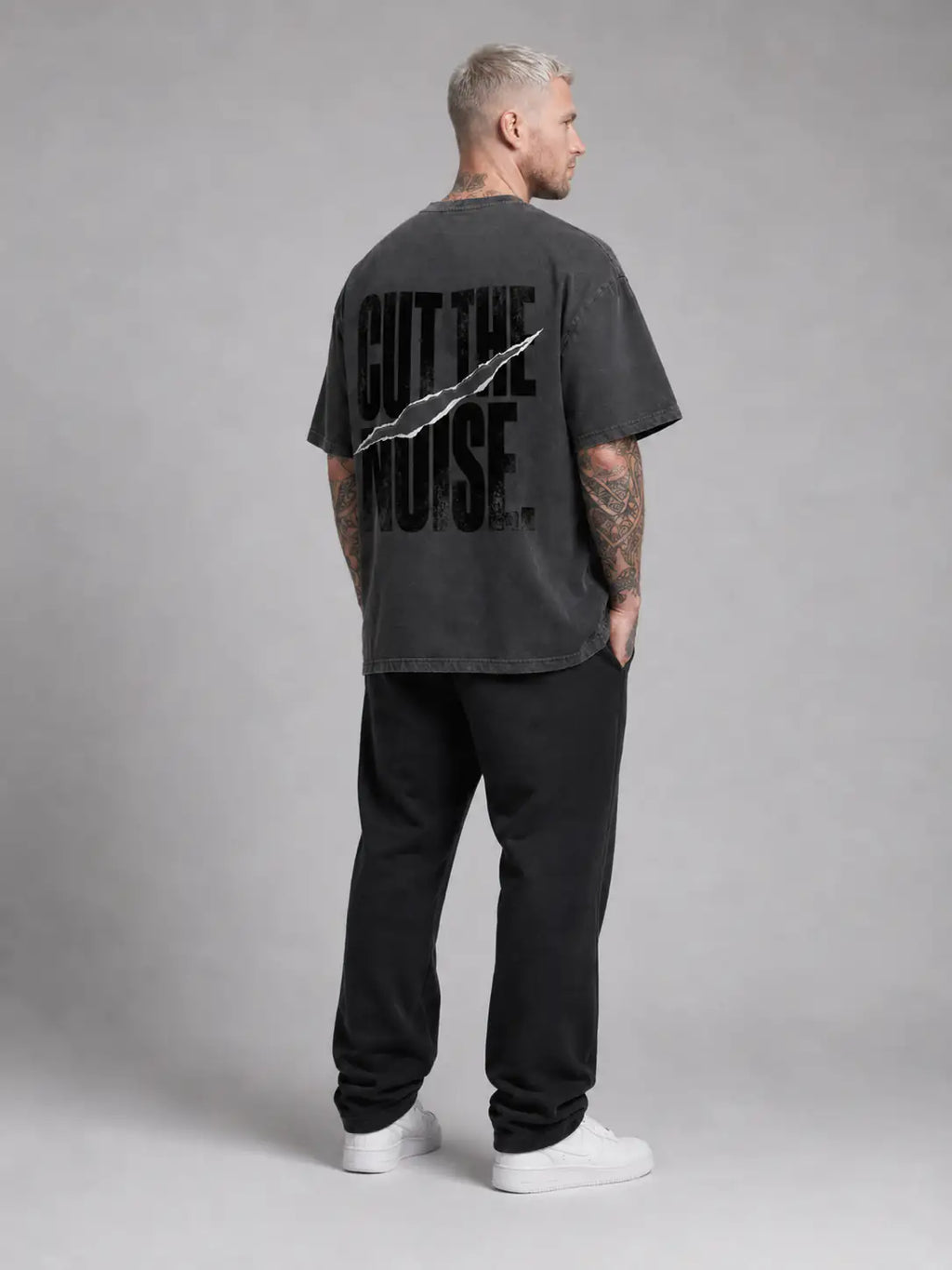 Cut The Noise Heavy Tee — Washed Black