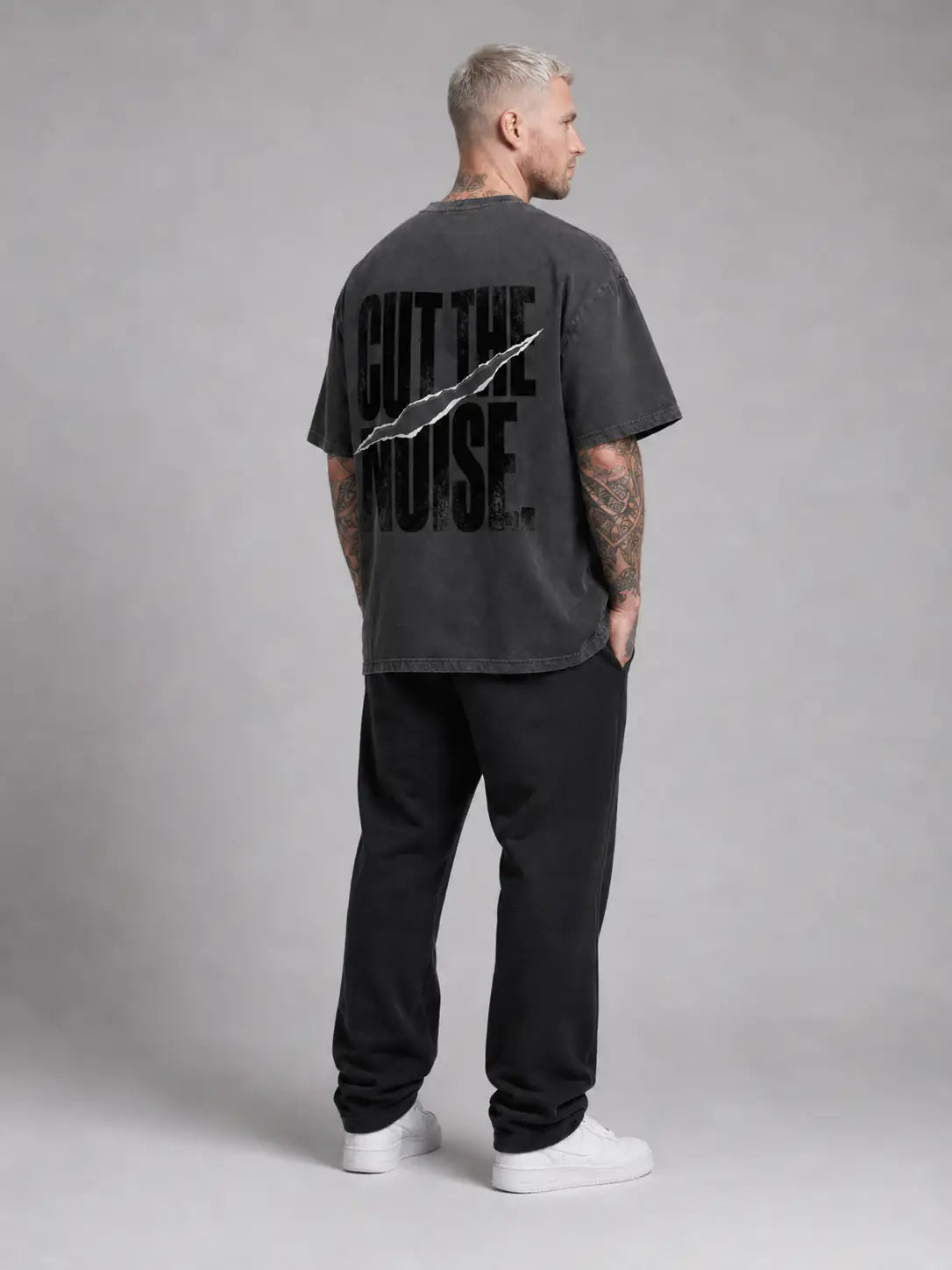 Cut The Noise Heavy Tee — Washed Black