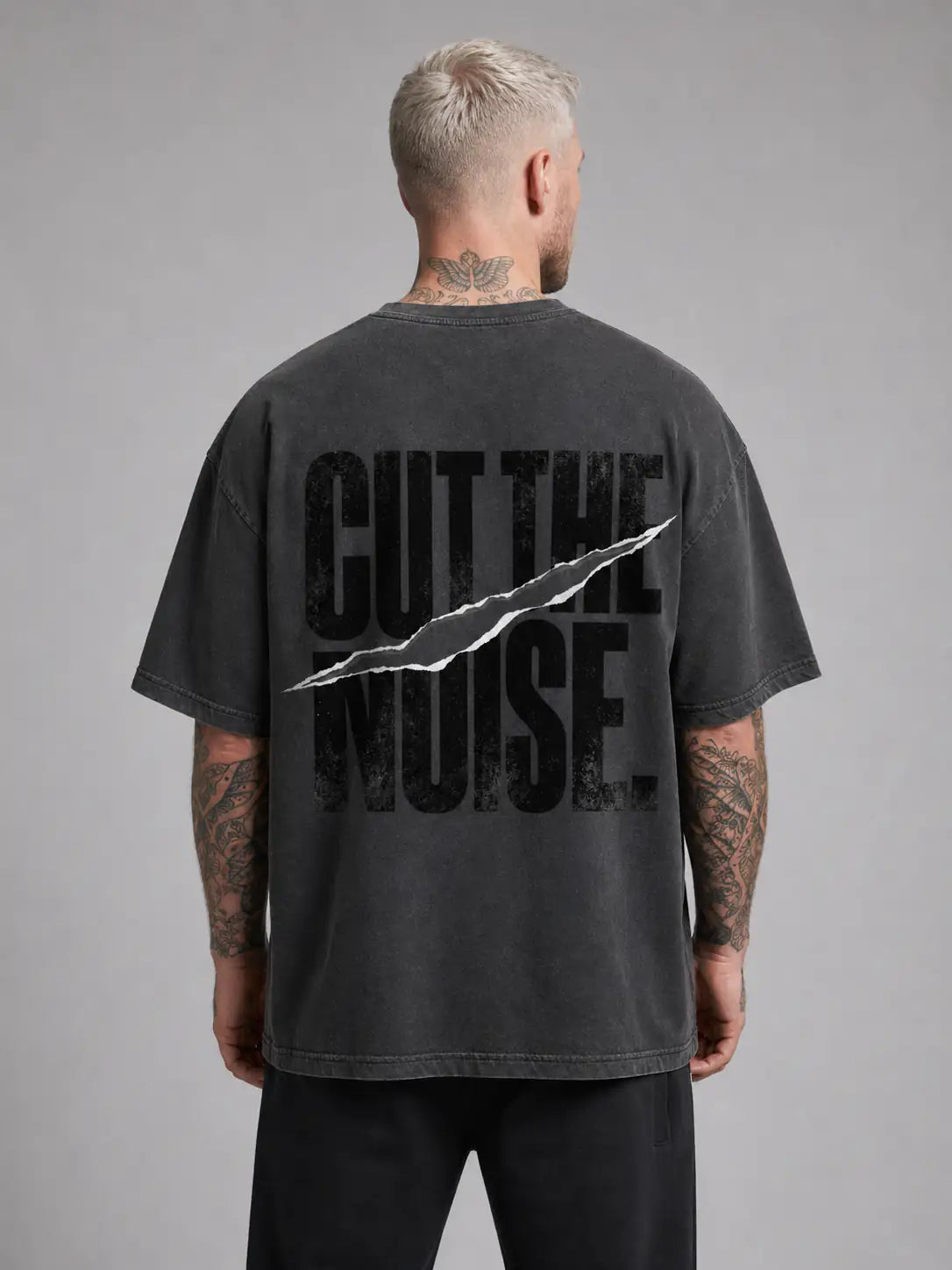 Cut The Noise Heavy Tee — Washed Black