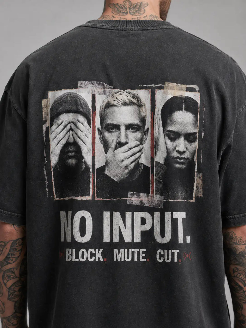 No Input Heavy Tee — Washed Black