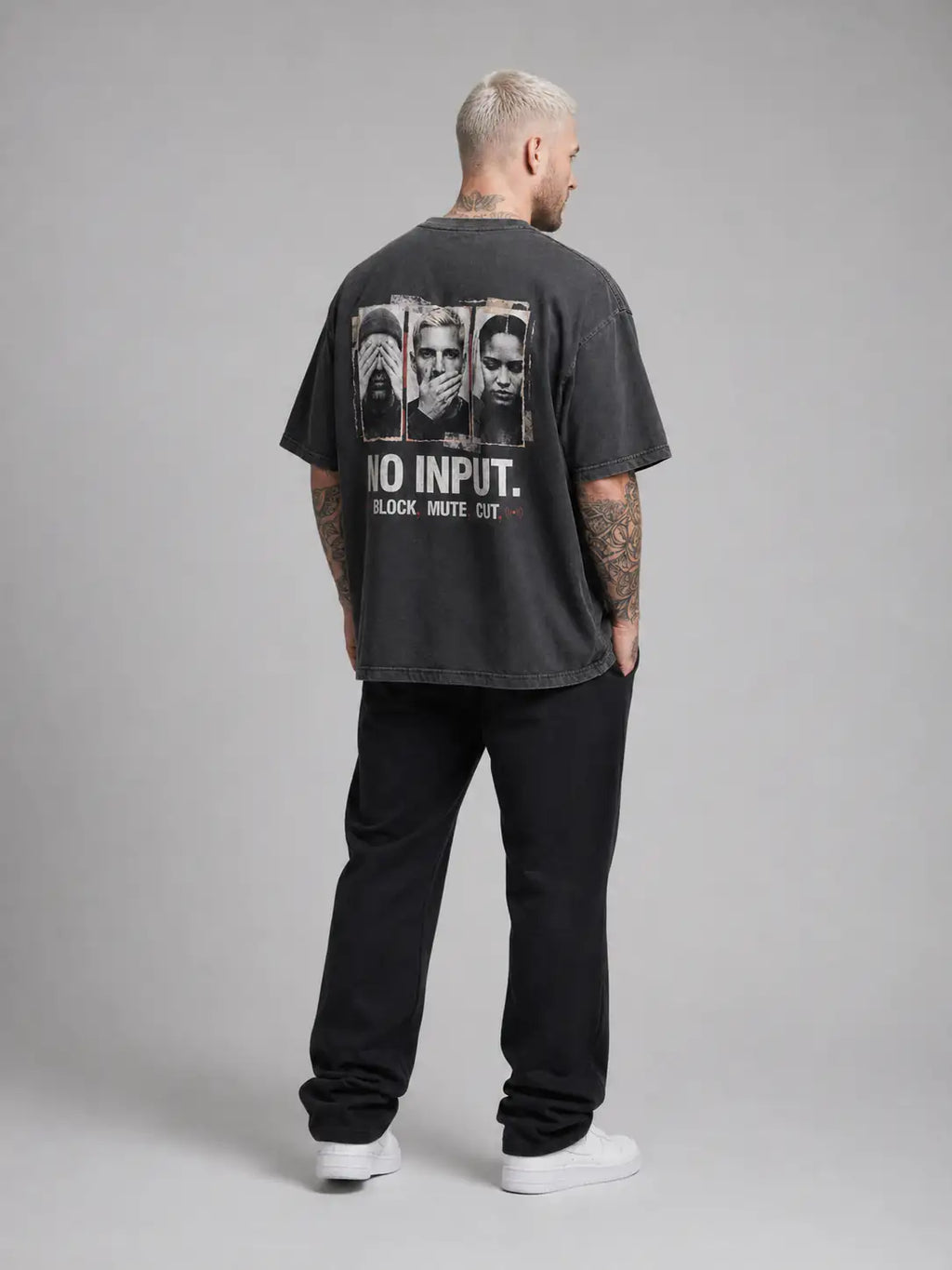 No Input Heavy Tee — Washed Black