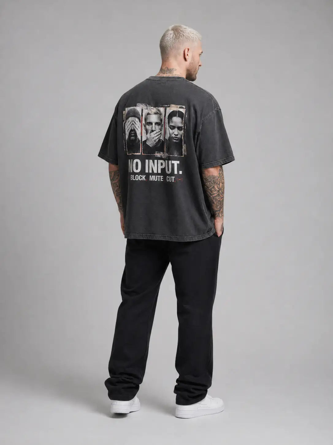 No Input Heavy Tee — Washed Black