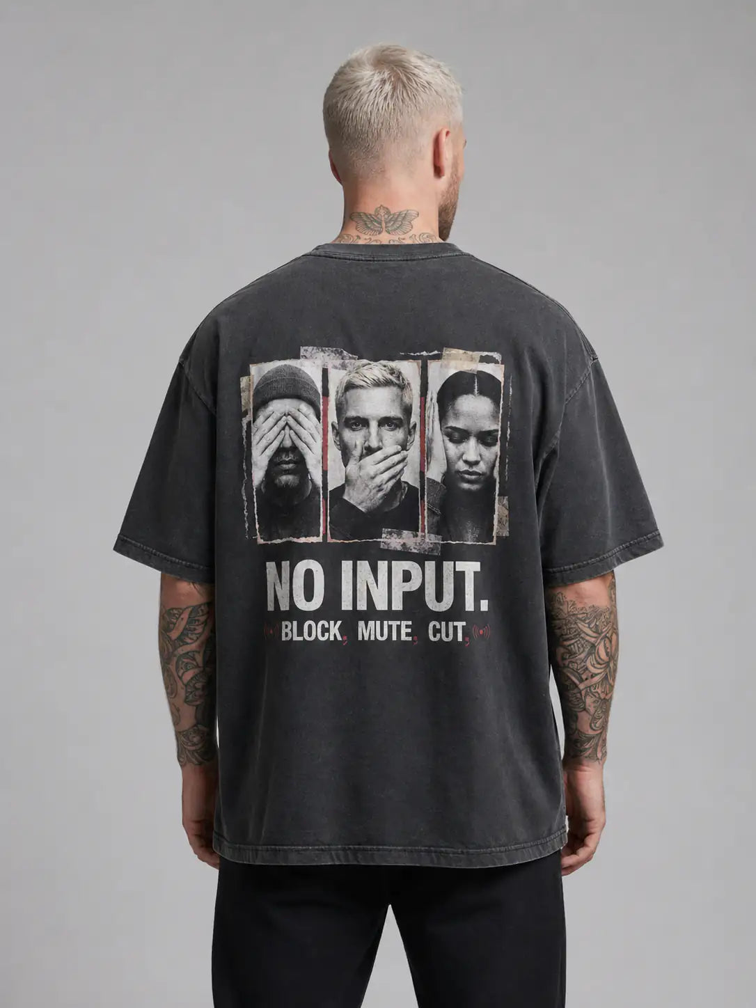 No Input Heavy Tee — Washed Black