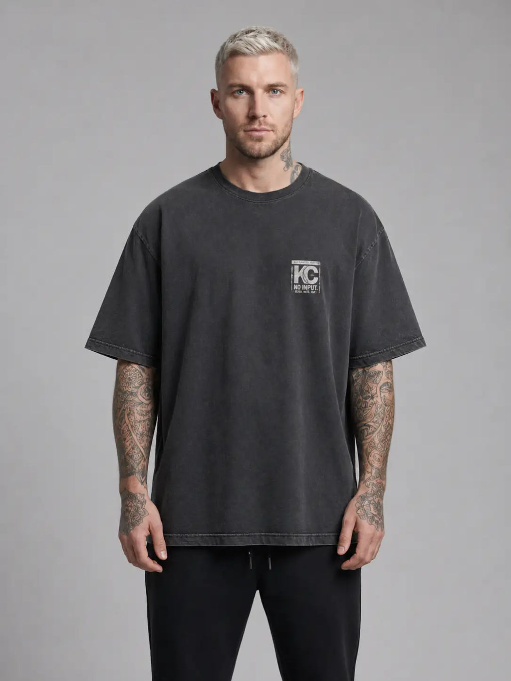 No Input Heavy Tee — Washed Black