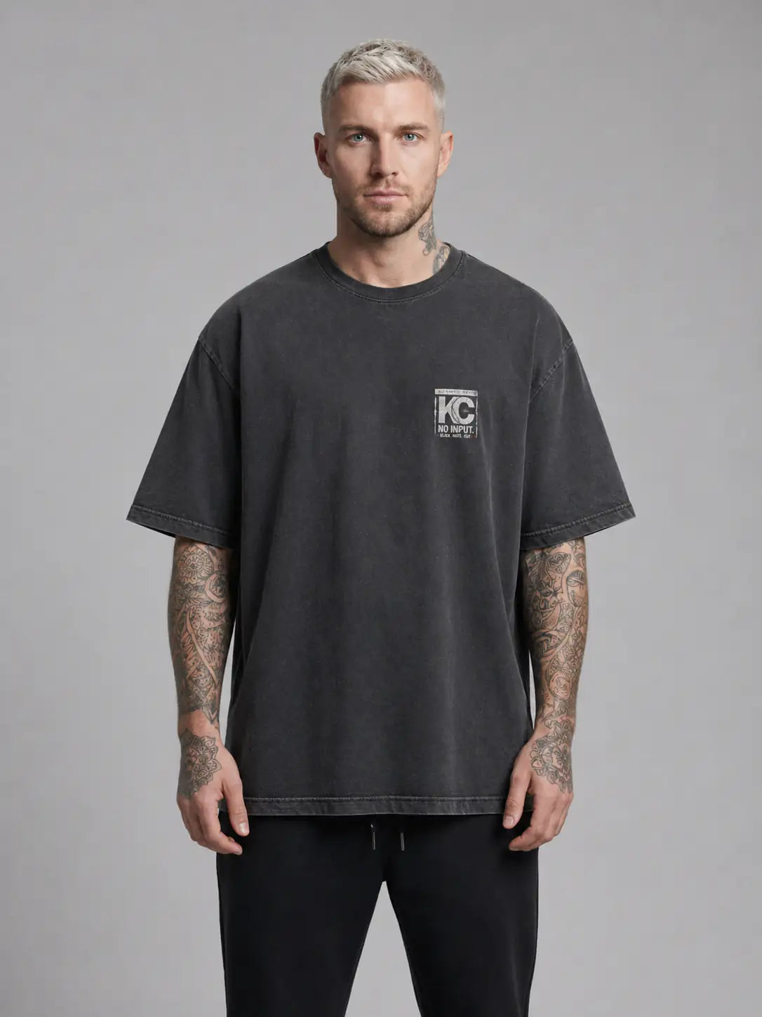 No Input Heavy Tee — Washed Black